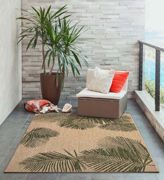 Plow & Hearth Synthetic Rugs Indoor Living Indoor/Outdoor Textured Palms Polypropylene Rug
