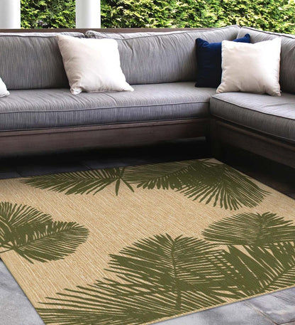 Plow & Hearth Synthetic Rugs Indoor Living Indoor/Outdoor Textured Palms Polypropylene Rug