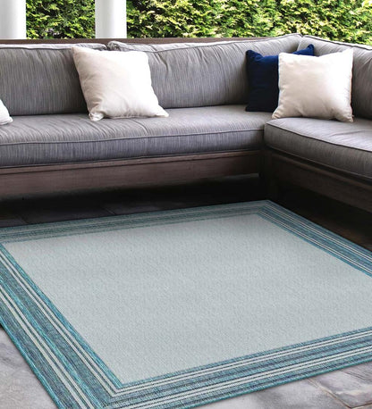 Plow & Hearth Synthetic Rugs Indoor Living Indoor/Outdoor Textured Polypropylene Border Rug