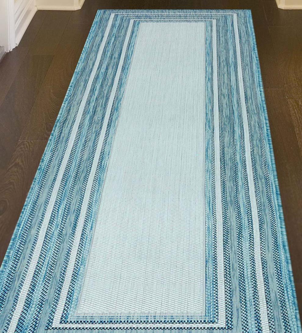 Plow & Hearth Synthetic Rugs Indoor Living Indoor/Outdoor Textured Polypropylene Border Rug