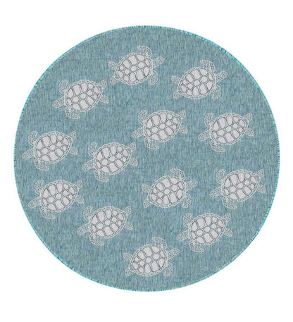 Plow & Hearth Synthetic Rugs Indoor Living Indoor/Outdoor Textured Sea Turtles Polypropylene Rug