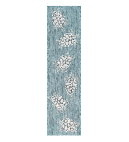 Plow & Hearth Synthetic Rugs Indoor Living Indoor/Outdoor Textured Sea Turtles Polypropylene Rug