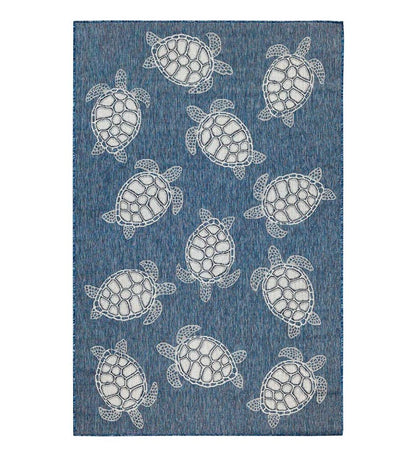 Plow & Hearth Synthetic Rugs Indoor Living Indoor/Outdoor Textured Sea Turtles Polypropylene Rug