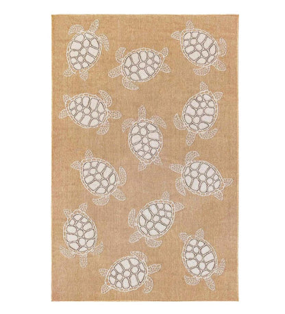 Plow & Hearth Synthetic Rugs Indoor Living Indoor/Outdoor Textured Sea Turtles Polypropylene Rug
