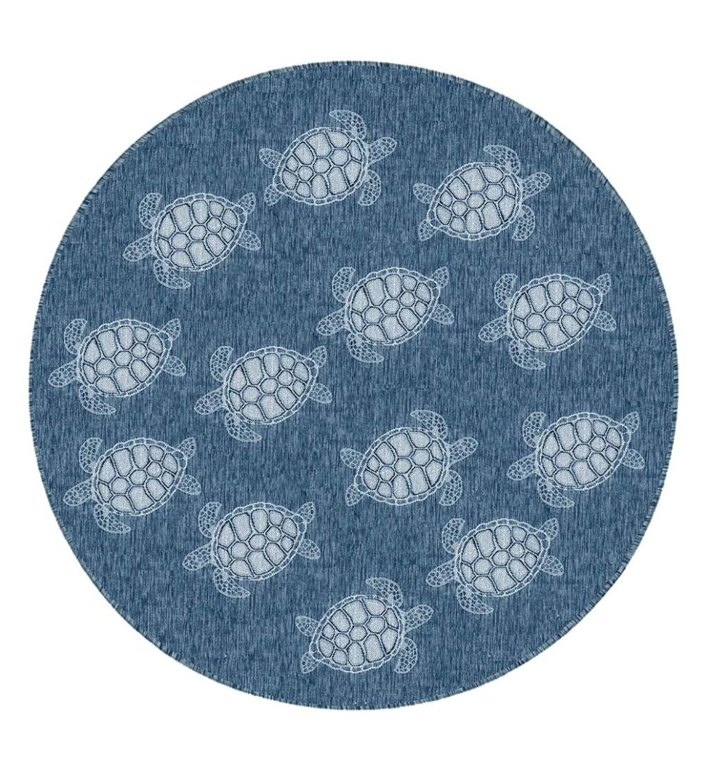 Plow & Hearth Synthetic Rugs Indoor Living Indoor/Outdoor Textured Sea Turtles Polypropylene Rug