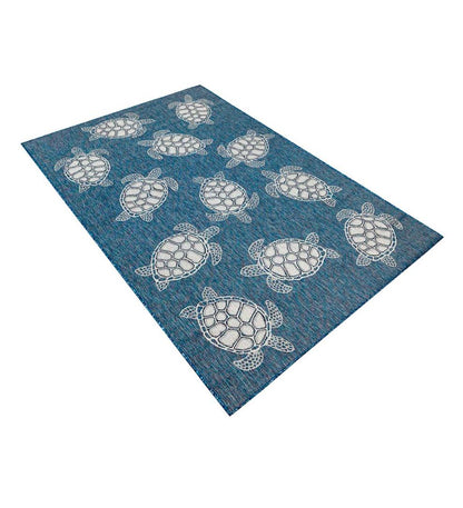 Plow & Hearth Synthetic Rugs Indoor Living Indoor/Outdoor Textured Sea Turtles Polypropylene Rug