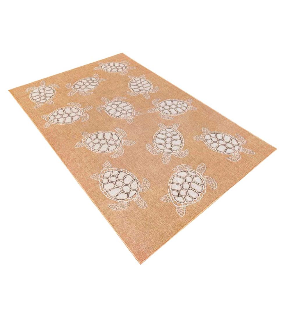 Plow & Hearth Synthetic Rugs Indoor Living Indoor/Outdoor Textured Sea Turtles Polypropylene Rug