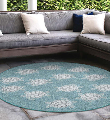 Plow & Hearth Synthetic Rugs Indoor Living Indoor/Outdoor Textured Sea Turtles Polypropylene Rug