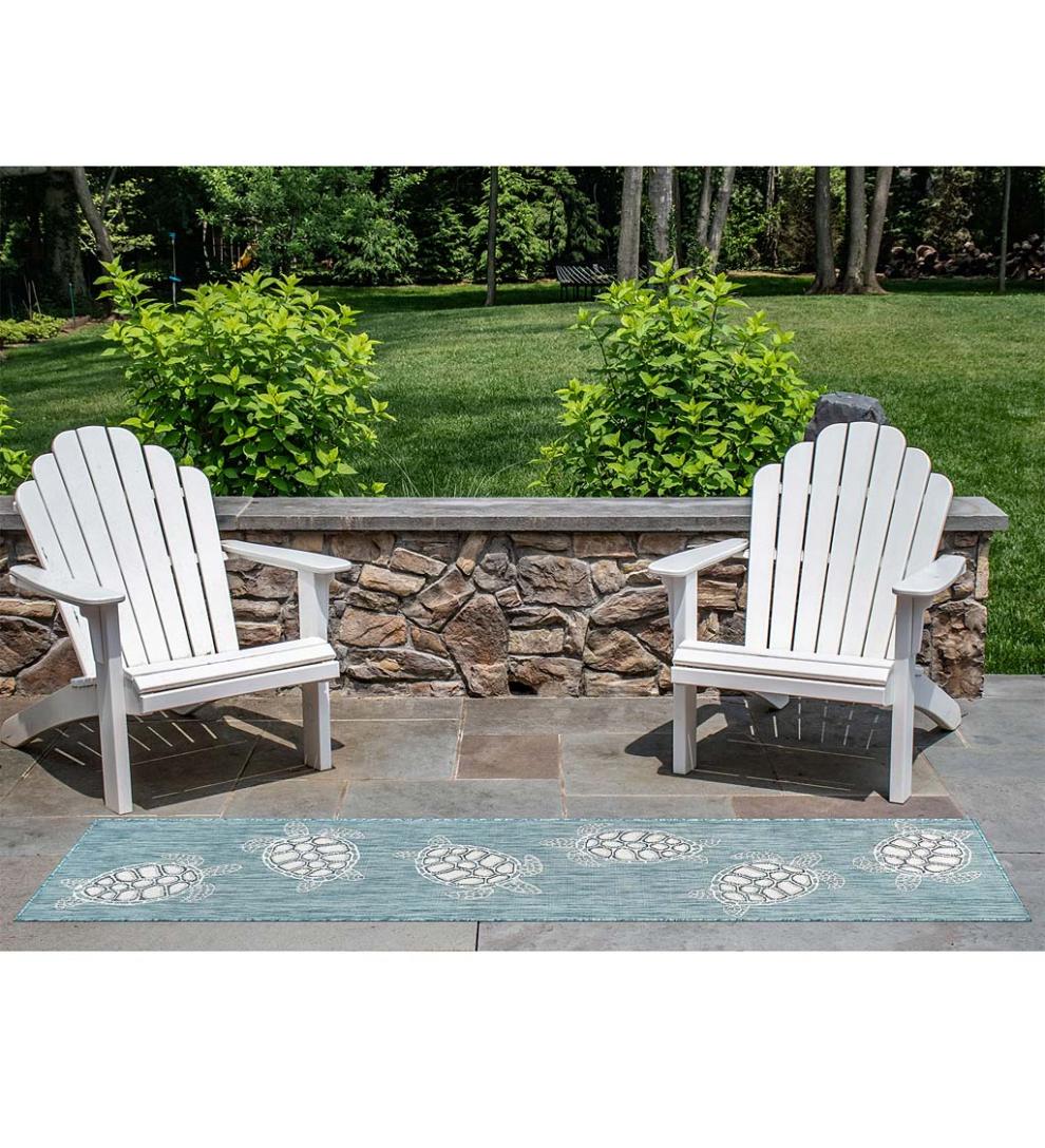 Plow & Hearth Synthetic Rugs Indoor Living Indoor/Outdoor Textured Sea Turtles Polypropylene Rug