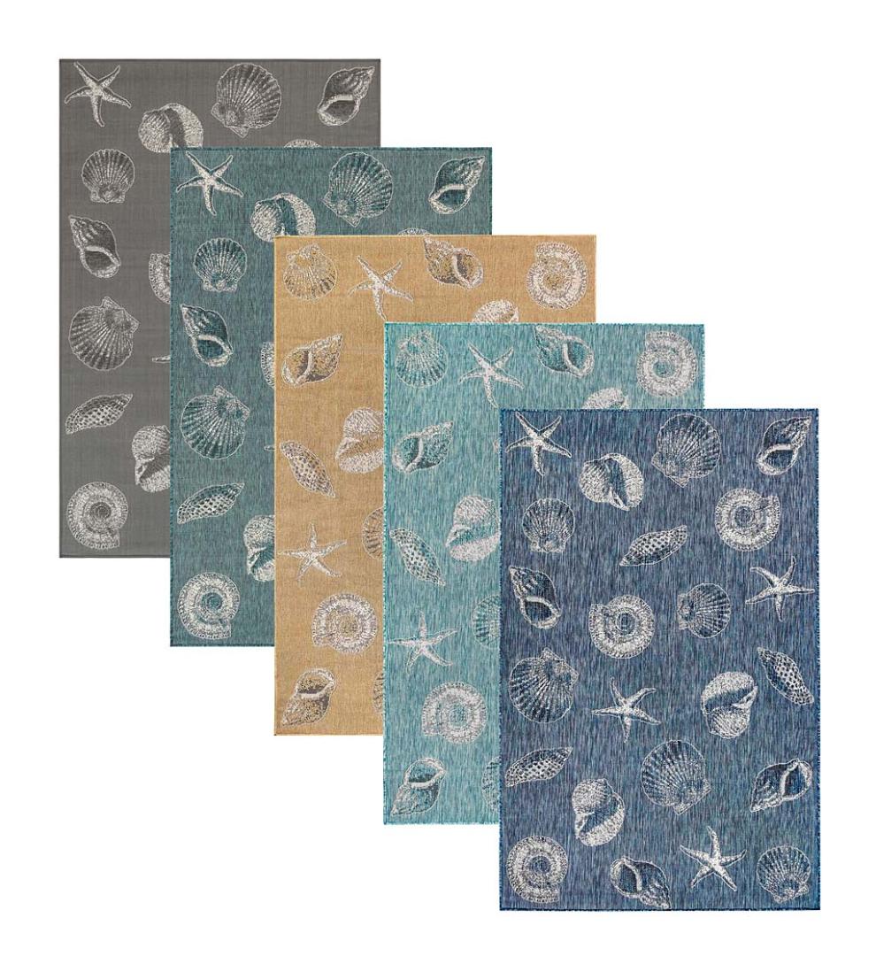 Plow & Hearth Synthetic Rugs Indoor Living Indoor/Outdoor Textured Shells Polypropylene Rug