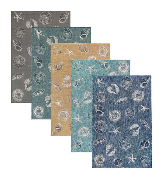 Plow & Hearth Synthetic Rugs Indoor Living Indoor/Outdoor Textured Shells Polypropylene Rug