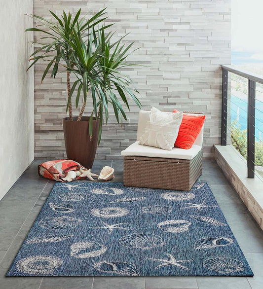 Plow & Hearth Synthetic Rugs Indoor Living Indoor/Outdoor Textured Shells Polypropylene Rug