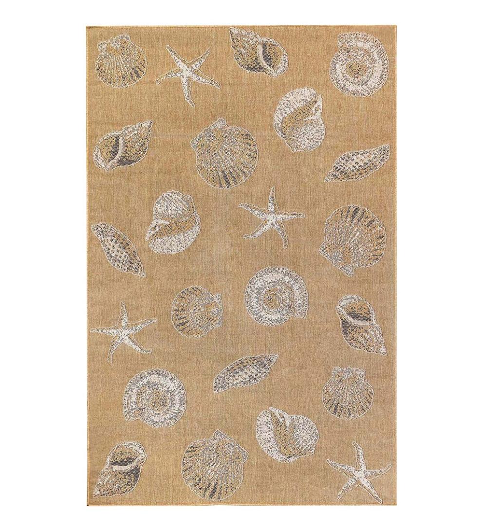 Plow & Hearth Synthetic Rugs Indoor Living Indoor/Outdoor Textured Shells Polypropylene Rug