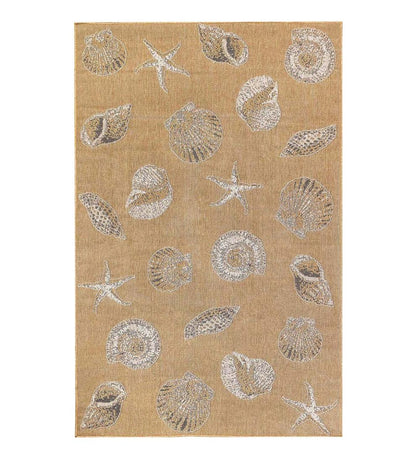 Plow & Hearth Synthetic Rugs Indoor Living Indoor/Outdoor Textured Shells Polypropylene Rug
