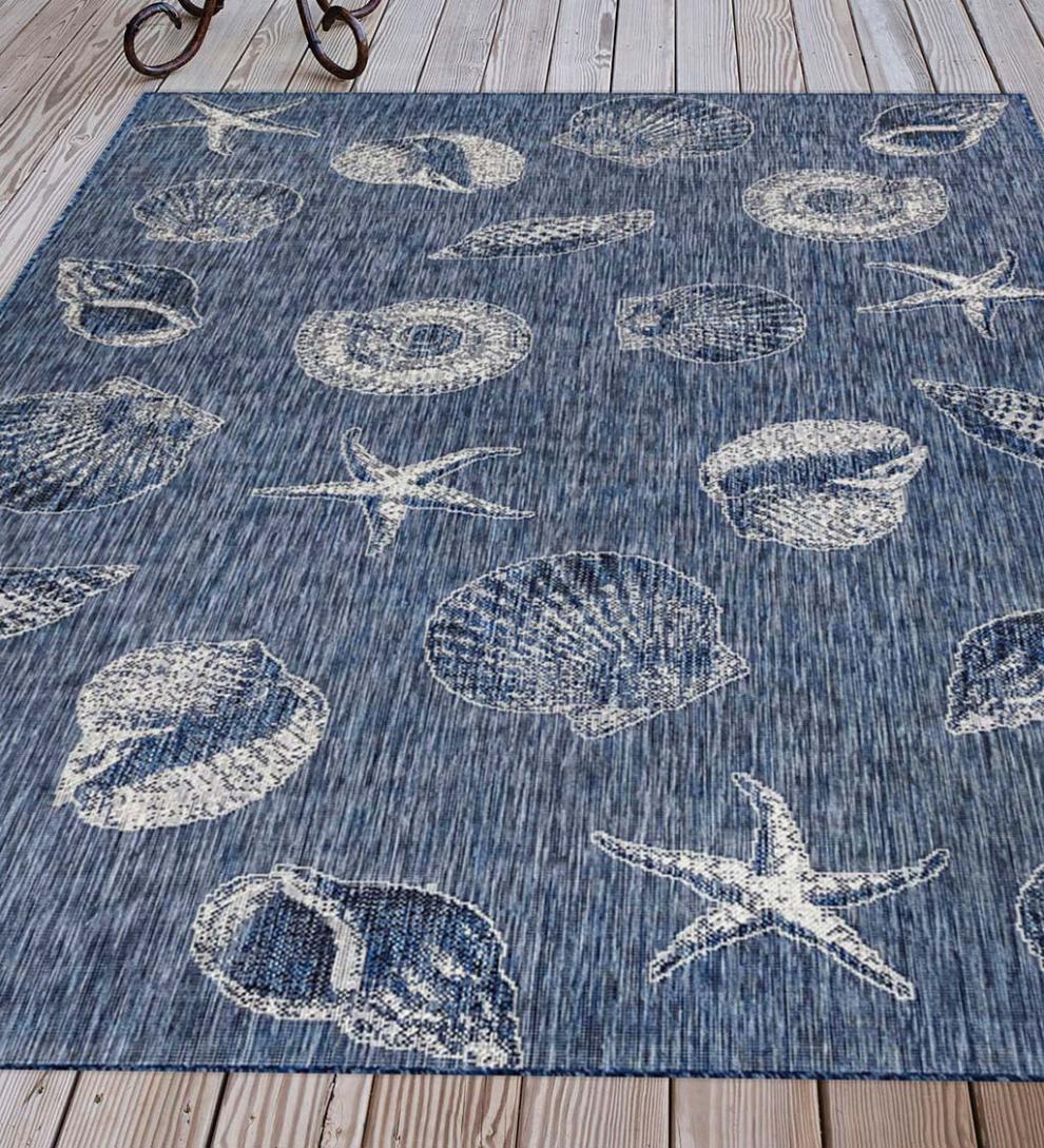 Plow & Hearth Synthetic Rugs Indoor Living Indoor/Outdoor Textured Shells Polypropylene Rug