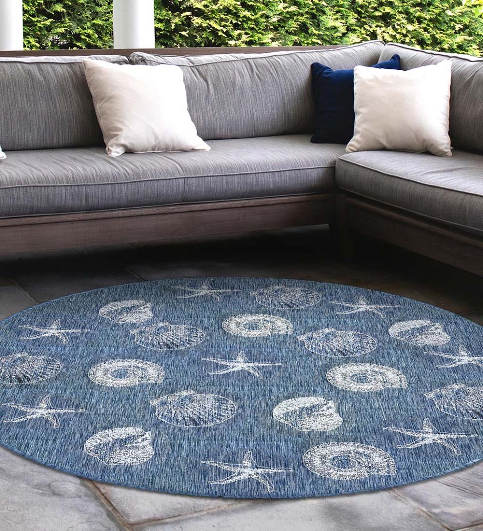 Plow & Hearth Synthetic Rugs Indoor Living Indoor/Outdoor Textured Shells Polypropylene Rug