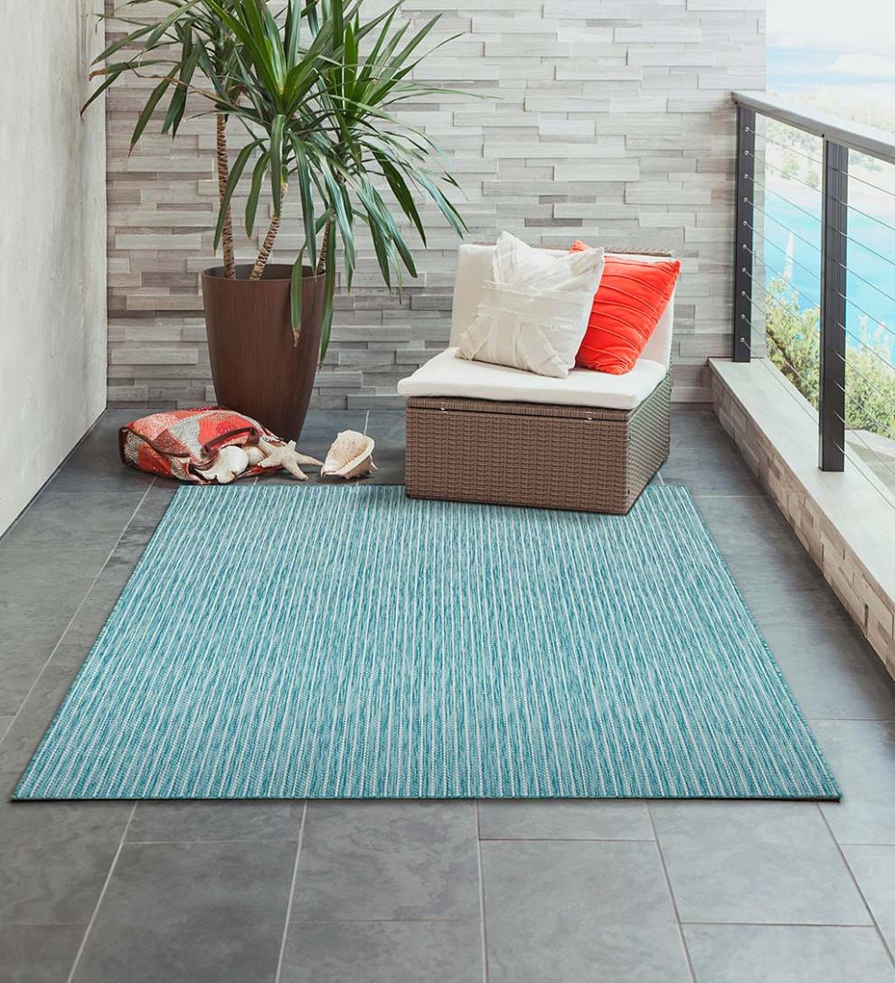 Plow & Hearth Synthetic Rugs Indoor Living Indoor/Outdoor Textured Stripe Polypropylene Rug