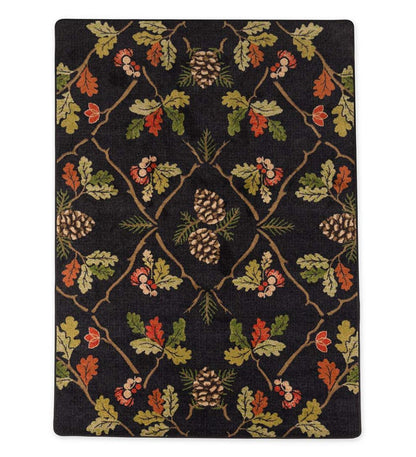 Plow & Hearth Synthetic Rugs Indoor Living Oakwood Pine Cone And Oak Leaf Endurastran Rug