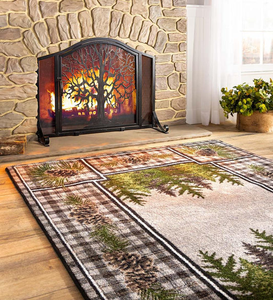 Plow & Hearth Synthetic Rugs Indoor Living Pine Cone Valley Plaid Endurastran Area Rug
