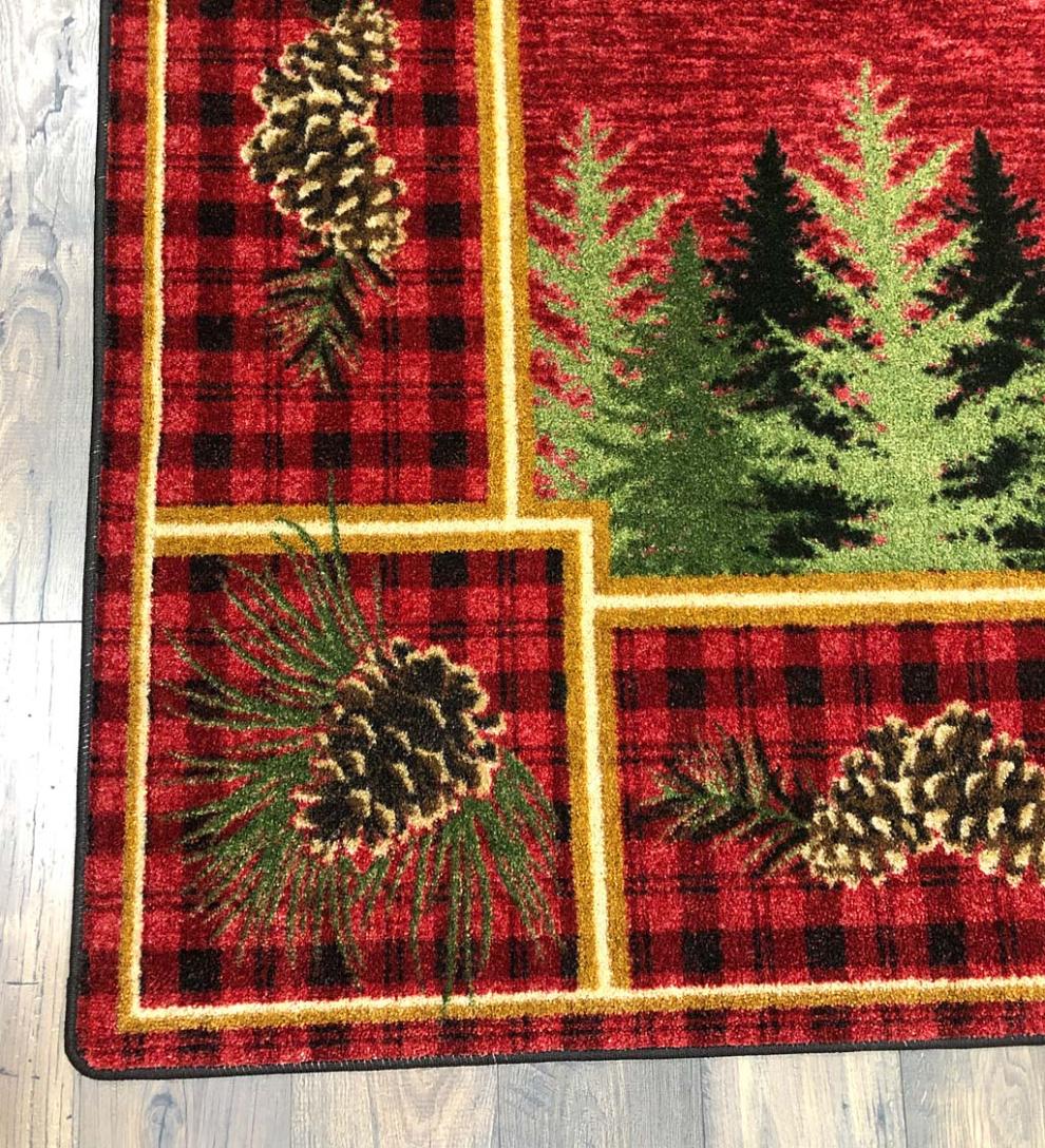 Plow & Hearth Synthetic Rugs Indoor Living Pine Cone Valley Plaid Endurastran Area Rug