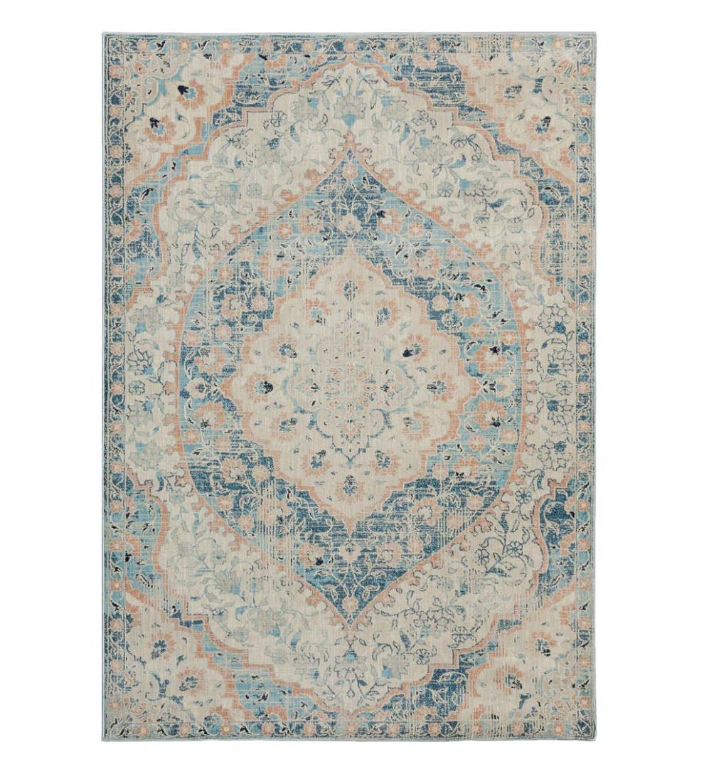 Plow & Hearth Synthetic Rugs Indoor Living Silver City Damask Polypropylene Rug