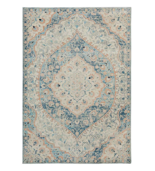 Plow & Hearth Synthetic Rugs Indoor Living Silver City Damask Polypropylene Rug