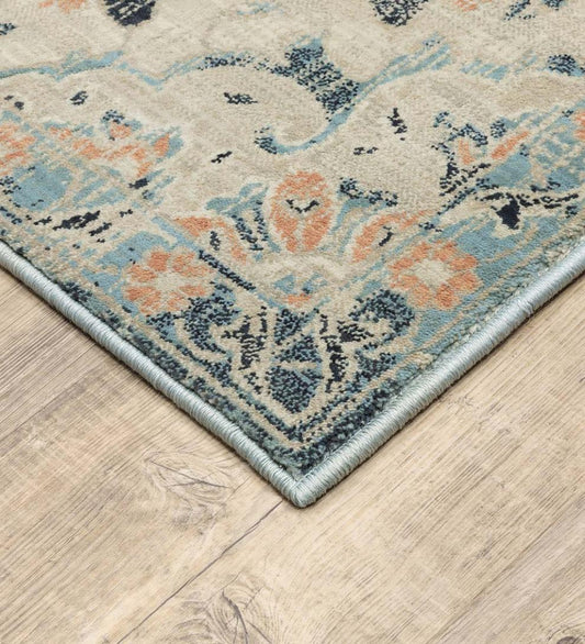Plow & Hearth Synthetic Rugs Indoor Living Silver City Damask Polypropylene Rug