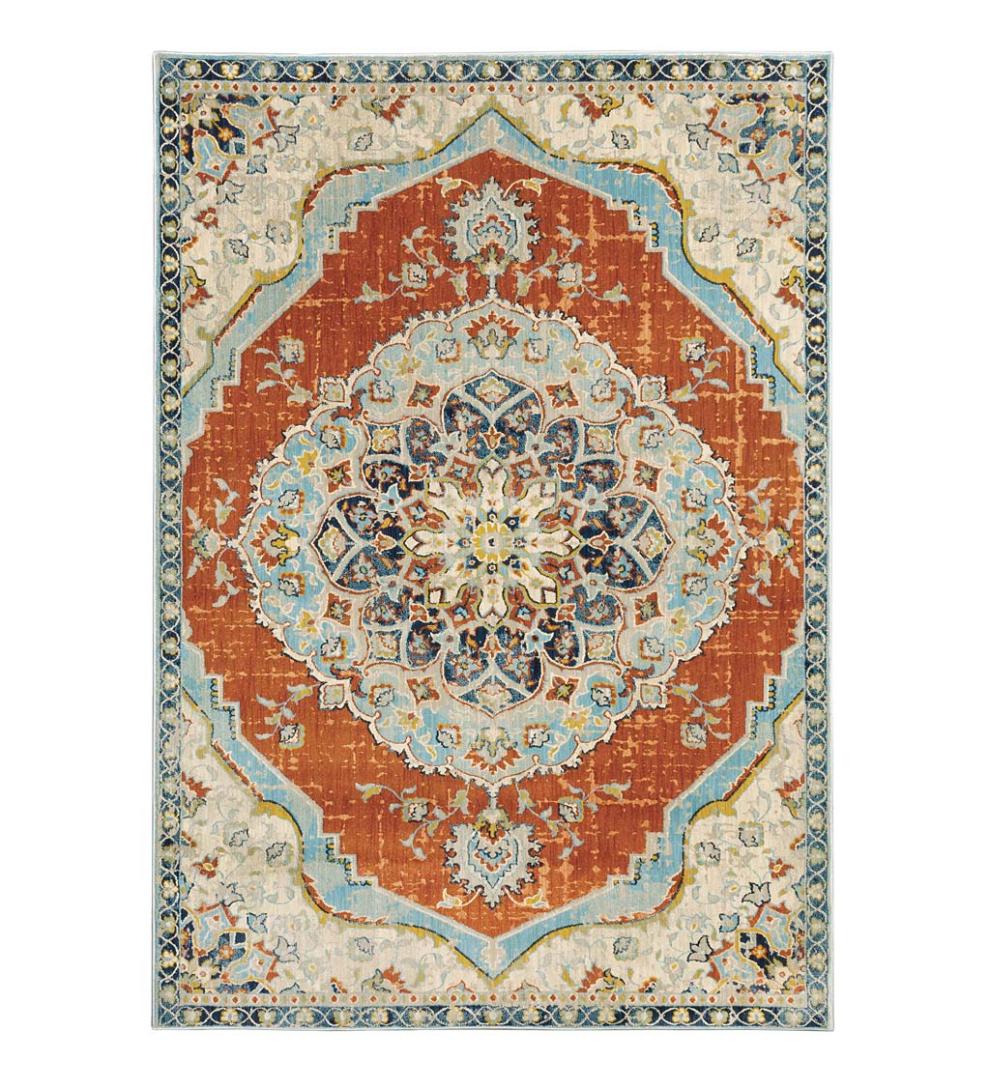 Plow & Hearth Synthetic Rugs Indoor Living Silver City Medallion Polypropylene Rug