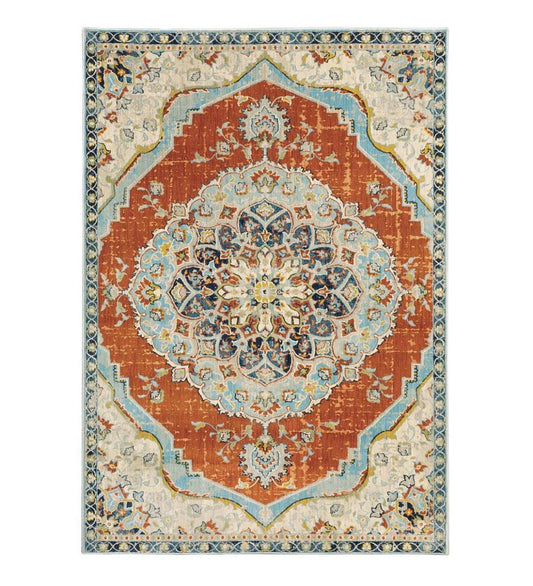Plow & Hearth Synthetic Rugs Indoor Living Silver City Medallion Polypropylene Rug
