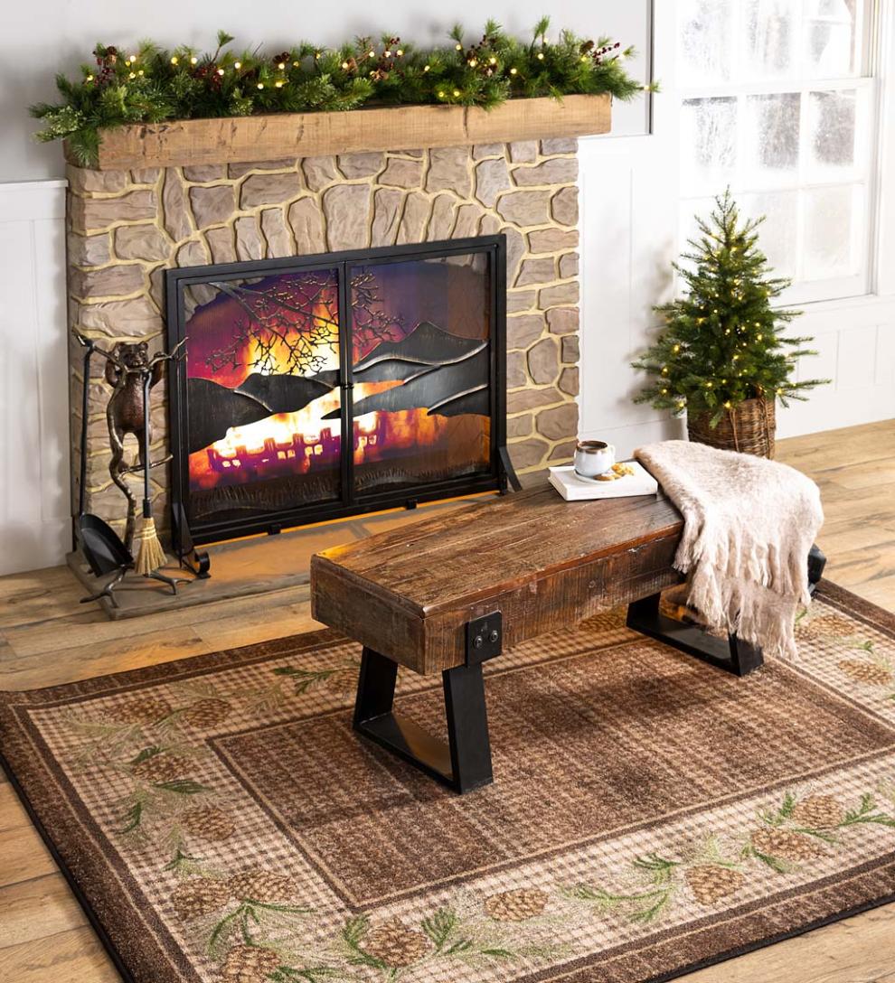 Plow & Hearth Synthetic Rugs Indoor Living Sweetwater Pine Plaid Endurastran Area Rug