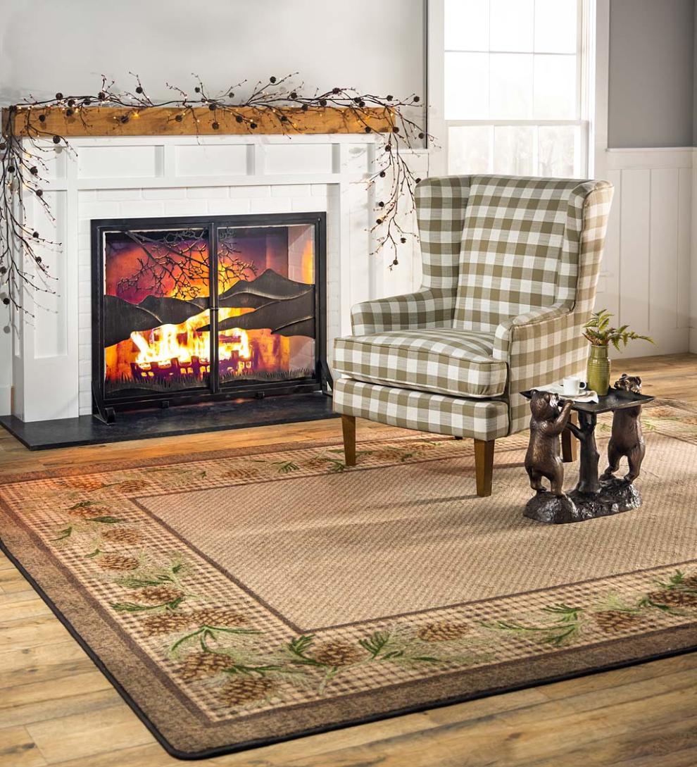 Plow & Hearth Synthetic Rugs Indoor Living Sweetwater Pine Plaid Endurastran Area Rug