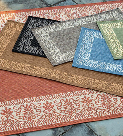 Plow & Hearth Synthetic Rugs Indoor Living Veranda Border Indoor/Outdoor Rug