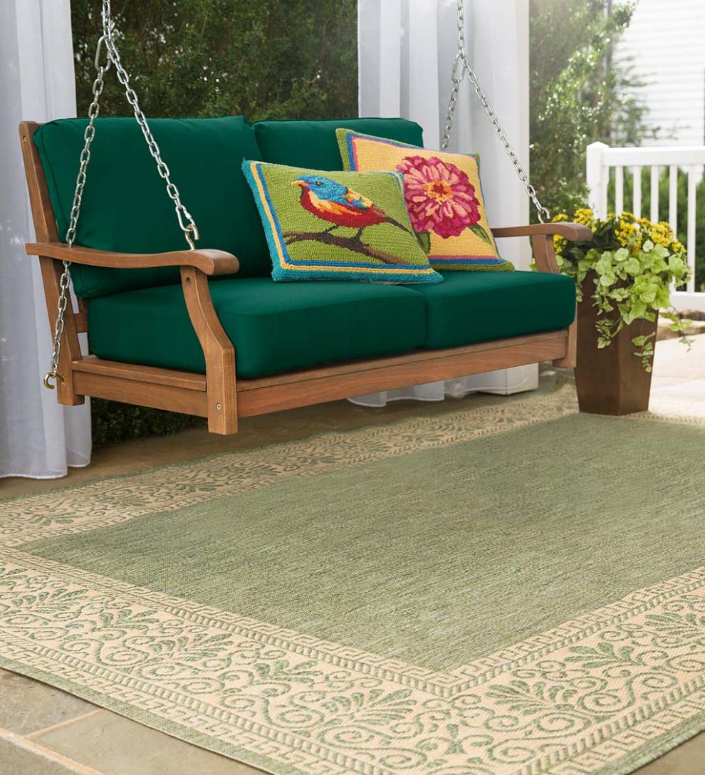 Plow & Hearth Synthetic Rugs Indoor Living Veranda Border Indoor/Outdoor Rug