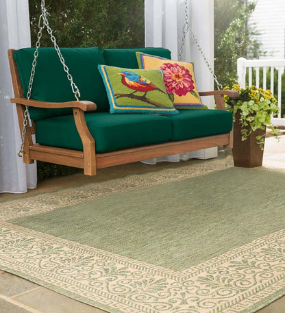 Plow & Hearth Synthetic Rugs Indoor Living Veranda Border Indoor/Outdoor Rug