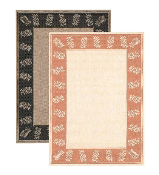 Plow & Hearth Synthetic Rugs Indoor Living Veranda Pineapple Indoor/Outdoor Polypropylene Rug