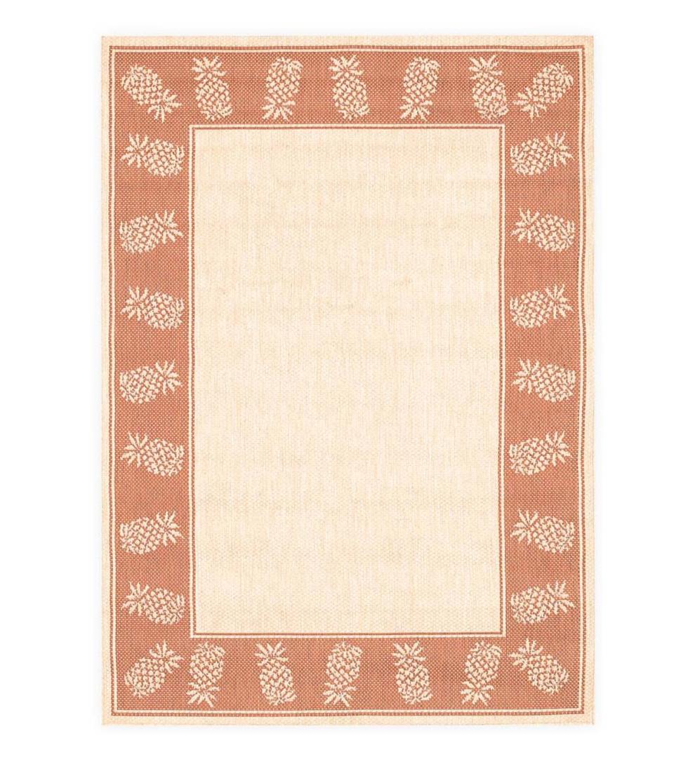 Plow & Hearth Synthetic Rugs Indoor Living Veranda Pineapple Indoor/Outdoor Polypropylene Rug