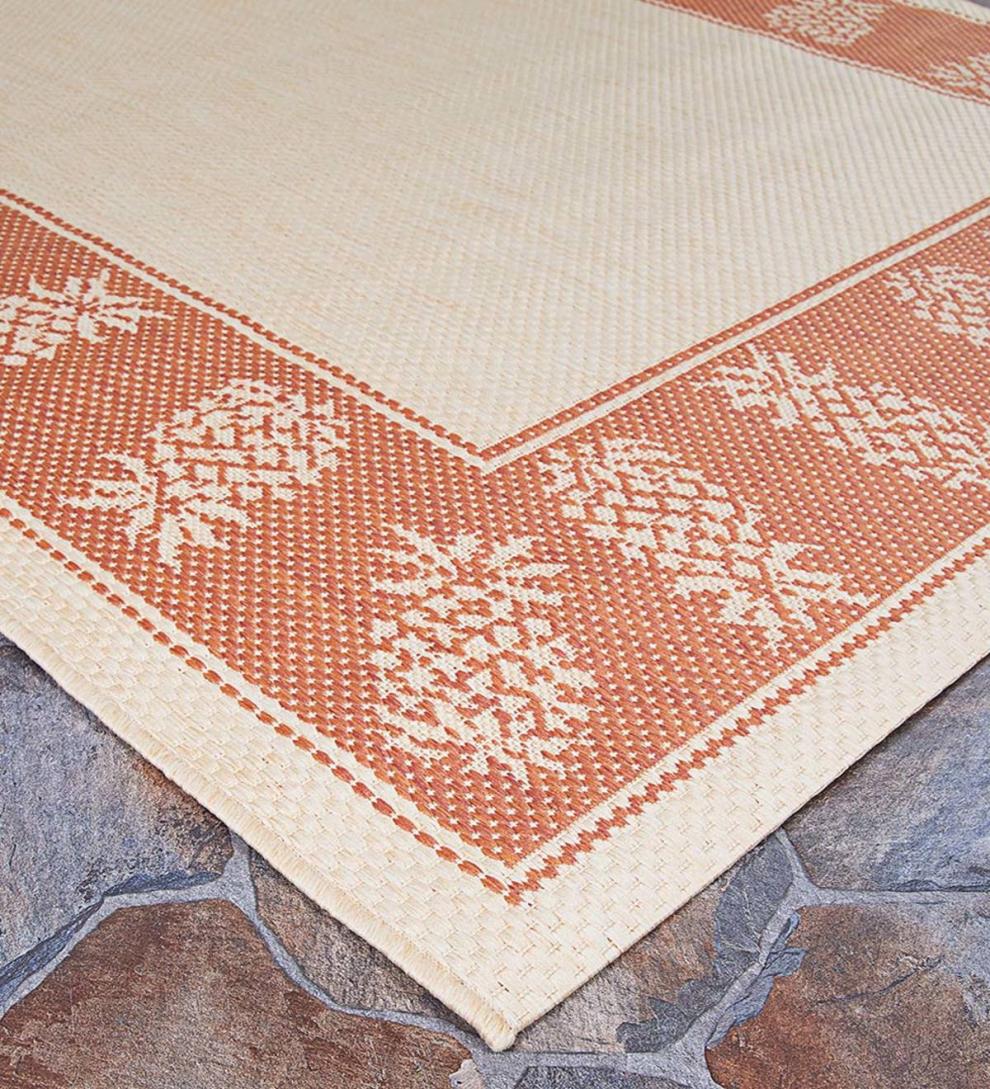Plow & Hearth Synthetic Rugs Indoor Living Veranda Pineapple Indoor/Outdoor Polypropylene Rug