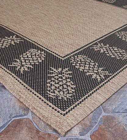 Plow & Hearth Synthetic Rugs Indoor Living Veranda Pineapple Indoor/Outdoor Polypropylene Rug