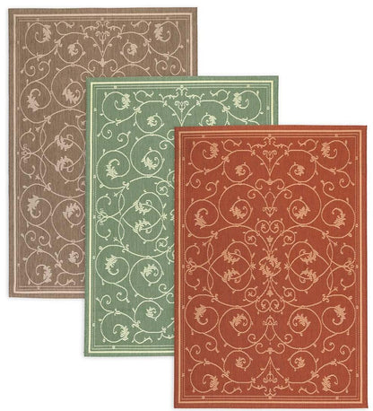 Plow & Hearth Synthetic Rugs Indoor Living Veranda Scroll Indoor/Outdoor Rug