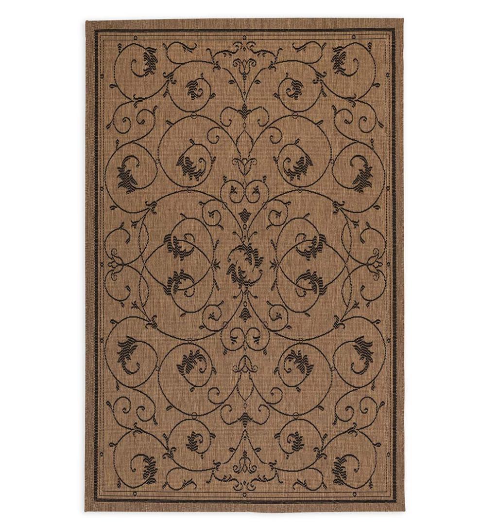 Plow & Hearth Synthetic Rugs Indoor Living Veranda Scroll Indoor/Outdoor Rug