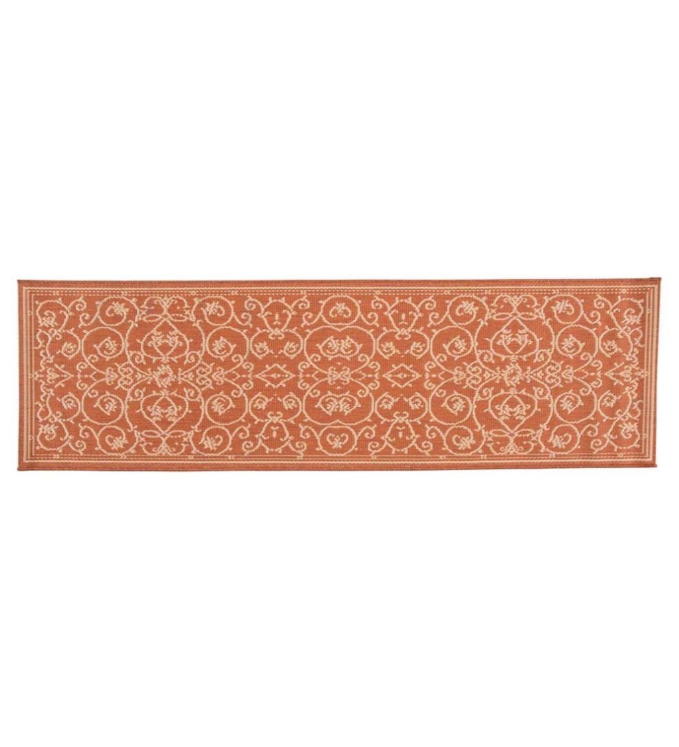 Plow & Hearth Synthetic Rugs Indoor Living Veranda Scroll Indoor/Outdoor Rug