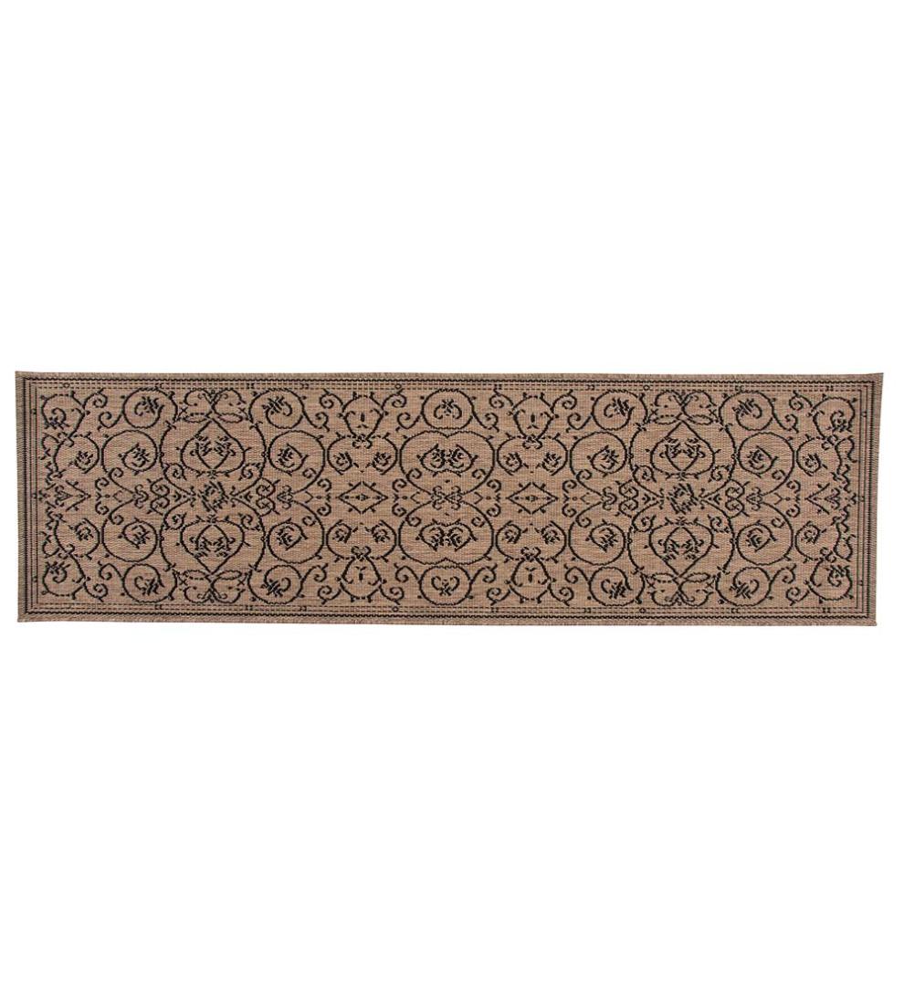 Plow & Hearth Synthetic Rugs Indoor Living Veranda Scroll Indoor/Outdoor Rug