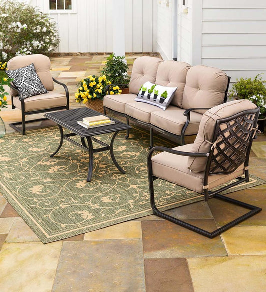 Plow & Hearth Synthetic Rugs Indoor Living Veranda Scroll Indoor/Outdoor Rug