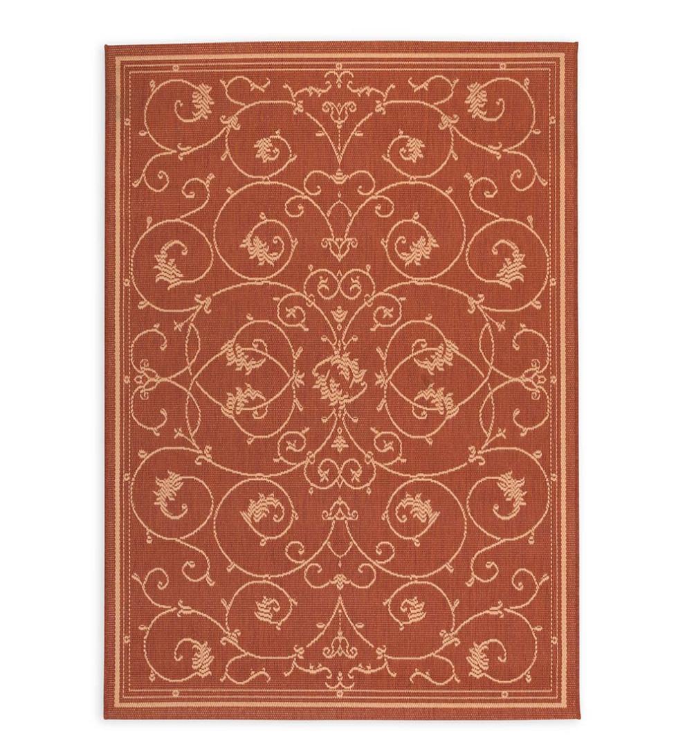 Plow & Hearth Synthetic Rugs Indoor Living Veranda Scroll Indoor/Outdoor Rug