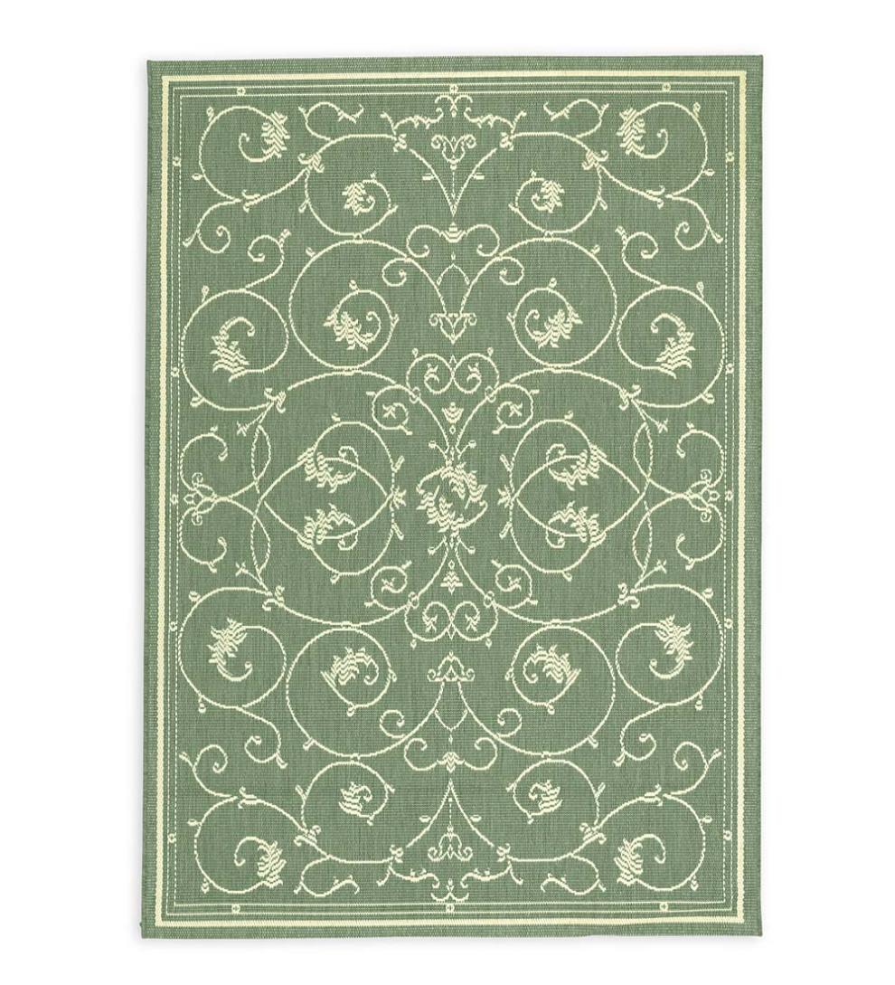 Plow & Hearth Synthetic Rugs Indoor Living Veranda Scroll Indoor/Outdoor Rug