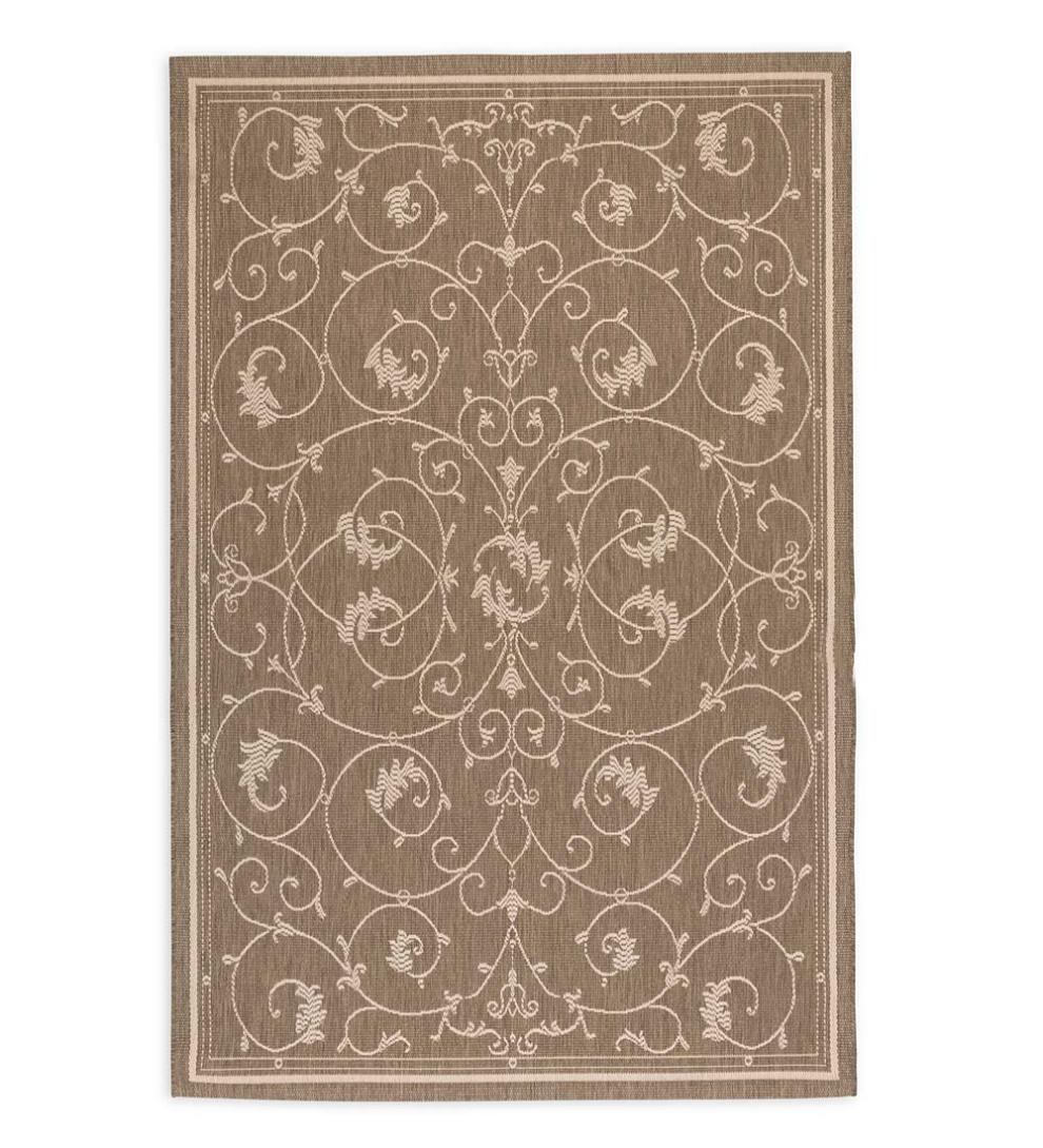 Plow & Hearth Synthetic Rugs Indoor Living Veranda Scroll Indoor/Outdoor Rug