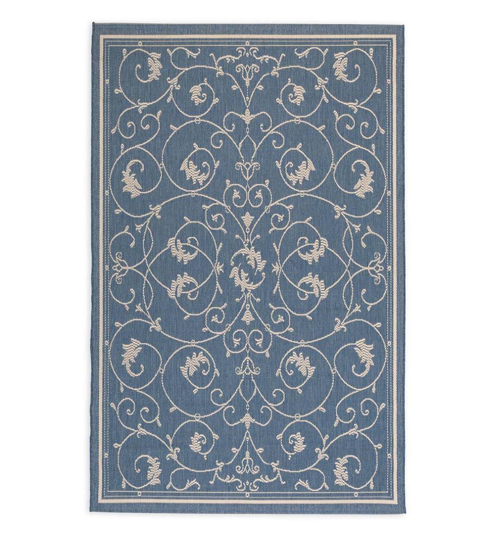 Plow & Hearth Synthetic Rugs Indoor Living Veranda Scroll Indoor/Outdoor Rug