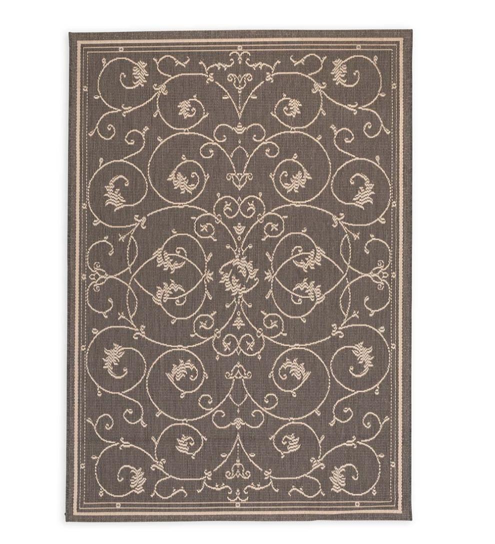 Plow & Hearth Synthetic Rugs Indoor Living Veranda Scroll Indoor/Outdoor Rug