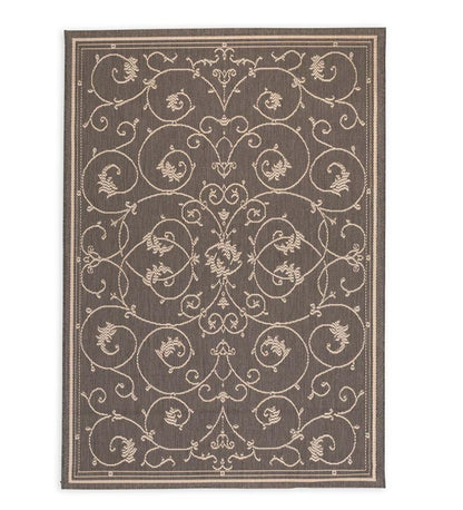 Plow & Hearth Synthetic Rugs Indoor Living Veranda Scroll Indoor/Outdoor Rug