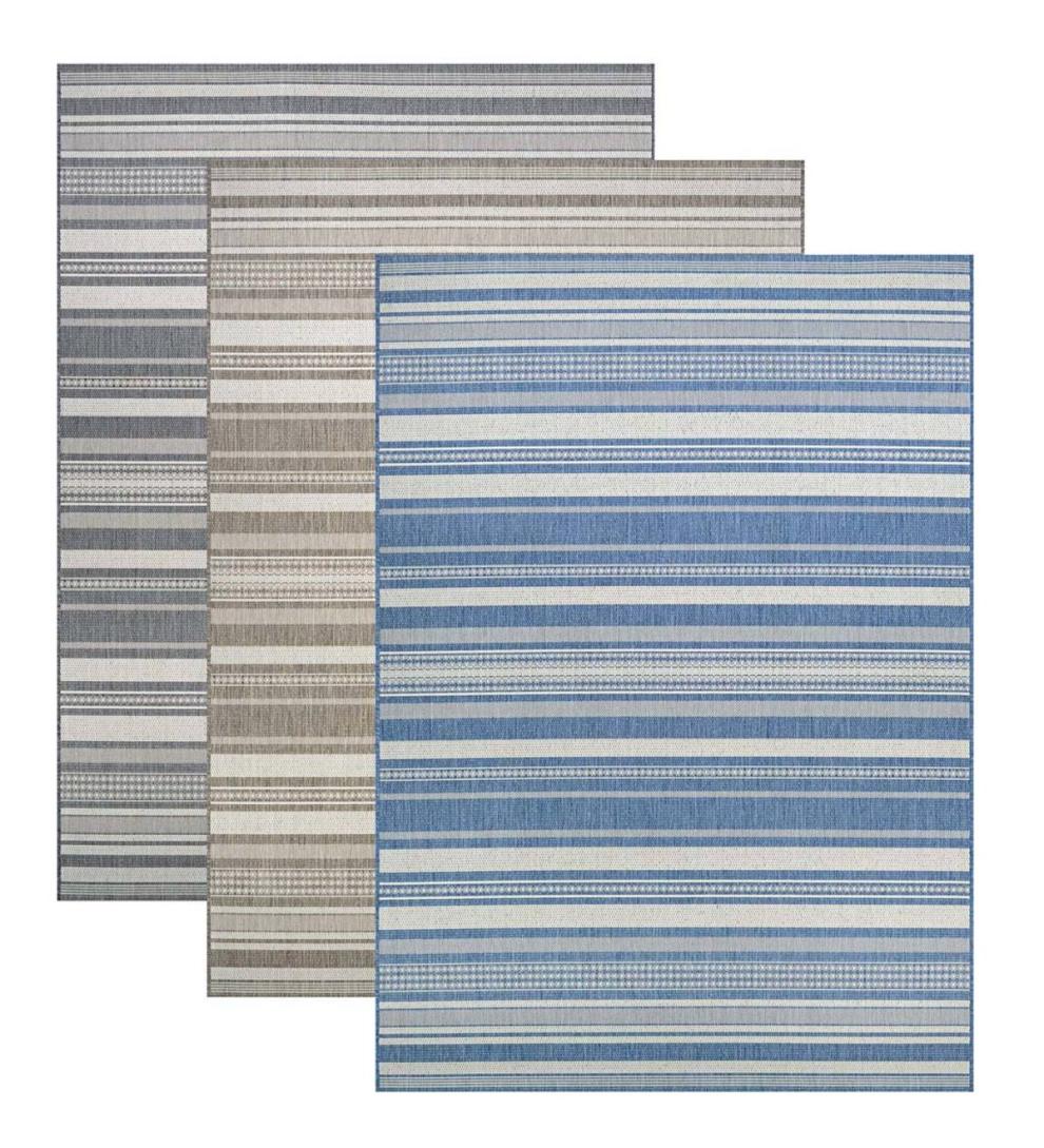 Plow & Hearth Synthetic Rugs Indoor Living Veranda Striped Indoor/Outdoor Polypropylene Rug
